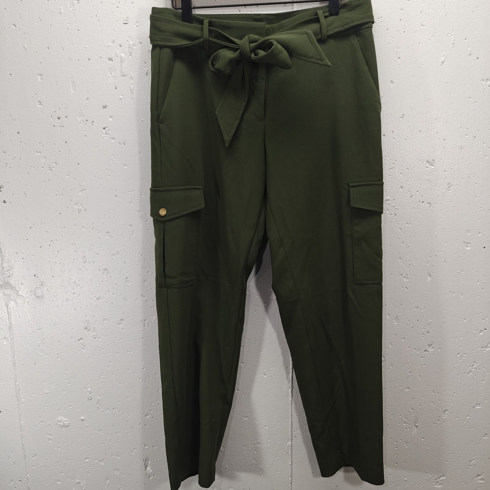 LOFT  Military Green Cargo Tie Strap Belt Dress‎ Pants Women Size 6 Workwear